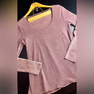 Kut From The Kloth Dusty Mauve Stone Wash Long sleeve WaffleTop Size Medium EUC